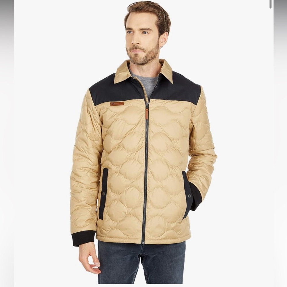 Obermeyer men’s quilted Kaden down jacket gold & black size large